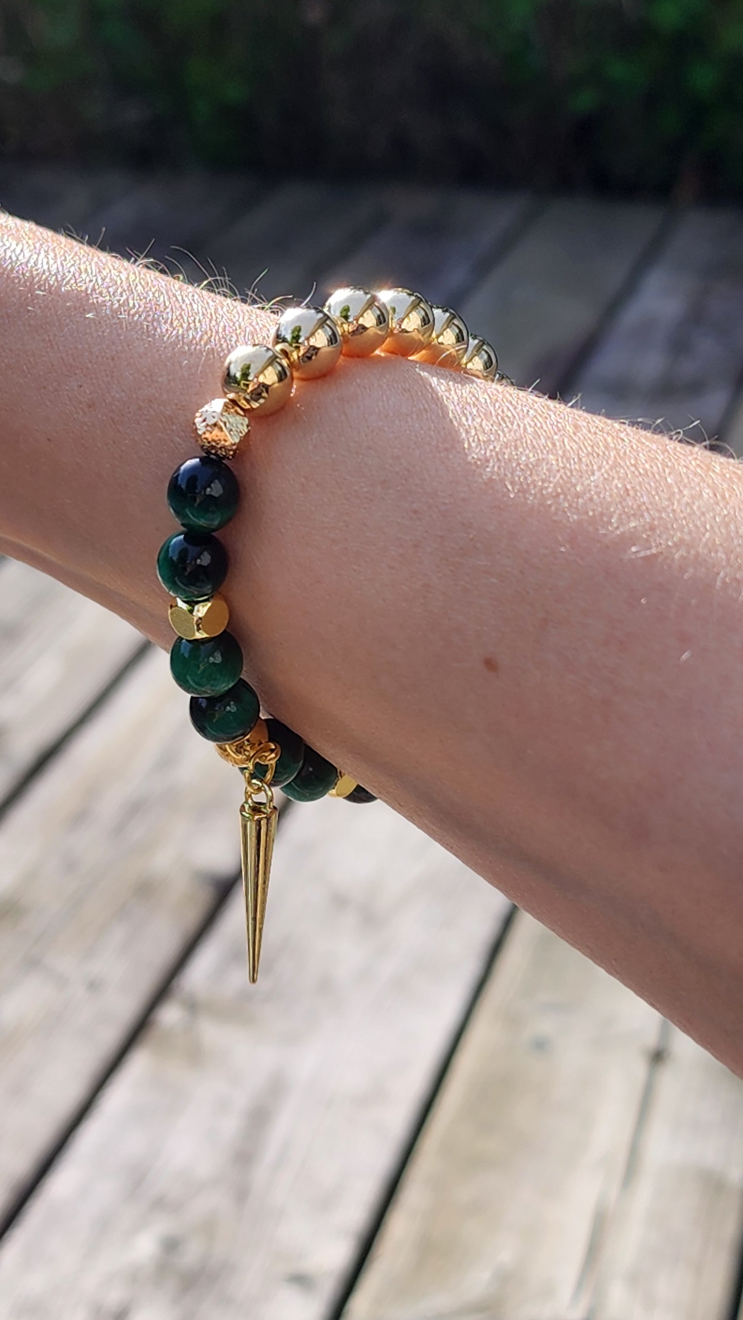 Ensemble de bijoux / collier / bracelet / boucles d'oreilles Oeil de tigre vert