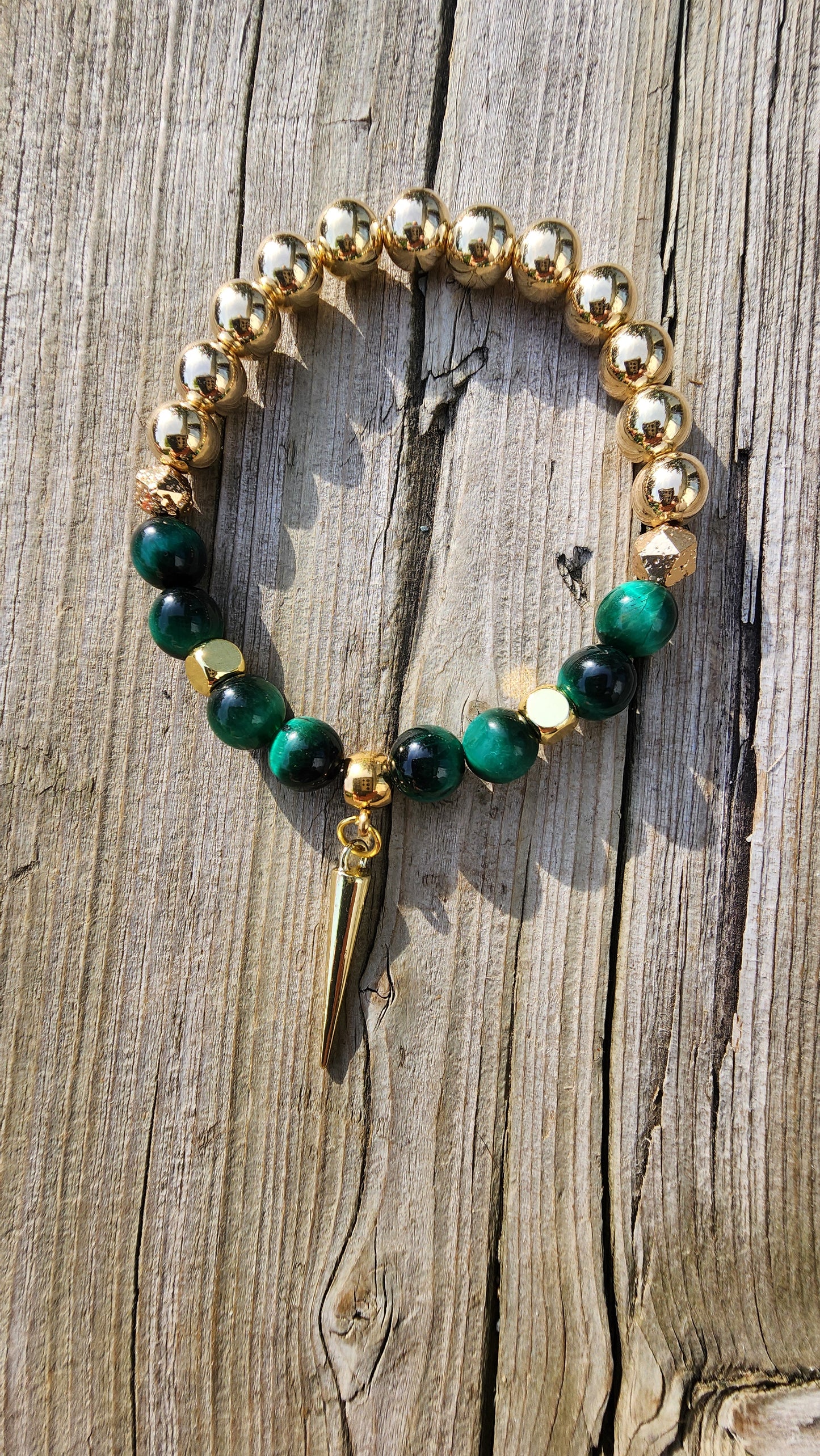 Ensemble de bijoux / collier / bracelet / boucles d'oreilles Oeil de tigre vert