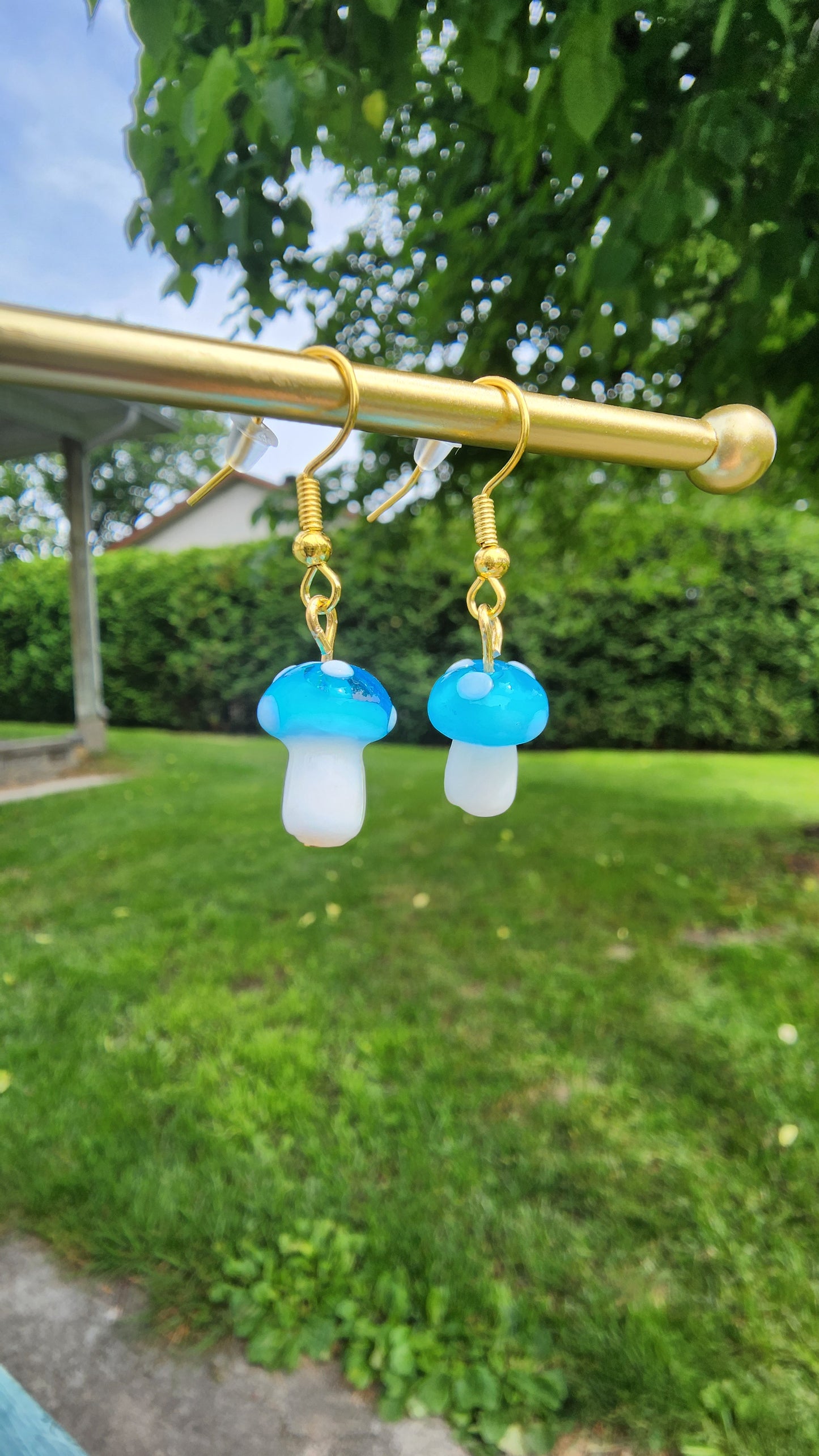 Boucles d'oreilles Champignons bleus