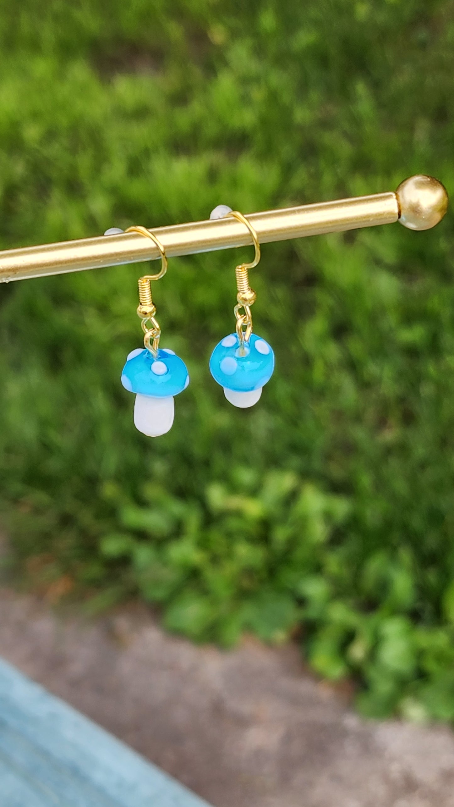 Boucles d'oreilles Champignons bleus