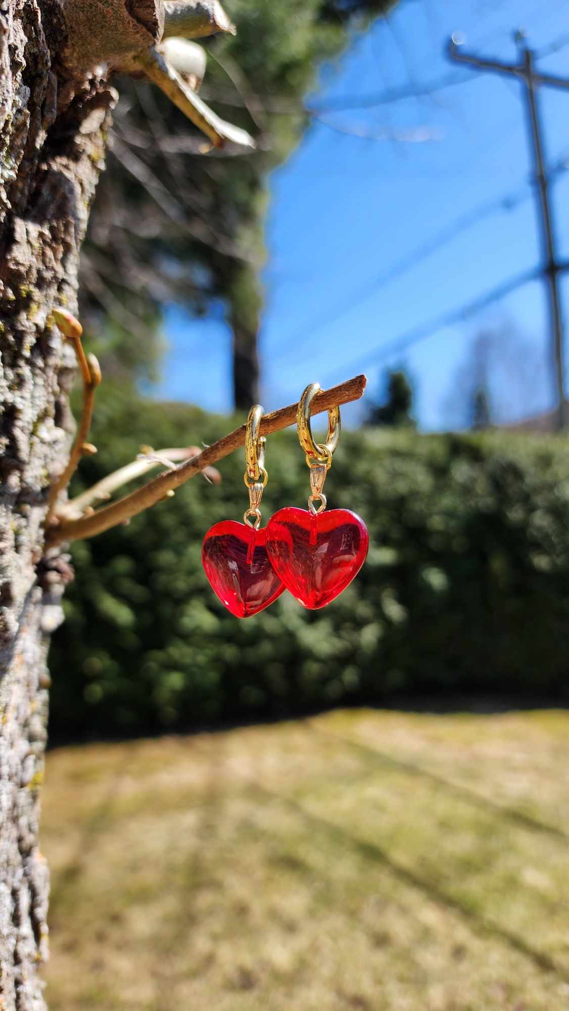 Boucles d'oreilles As de coeur rouges