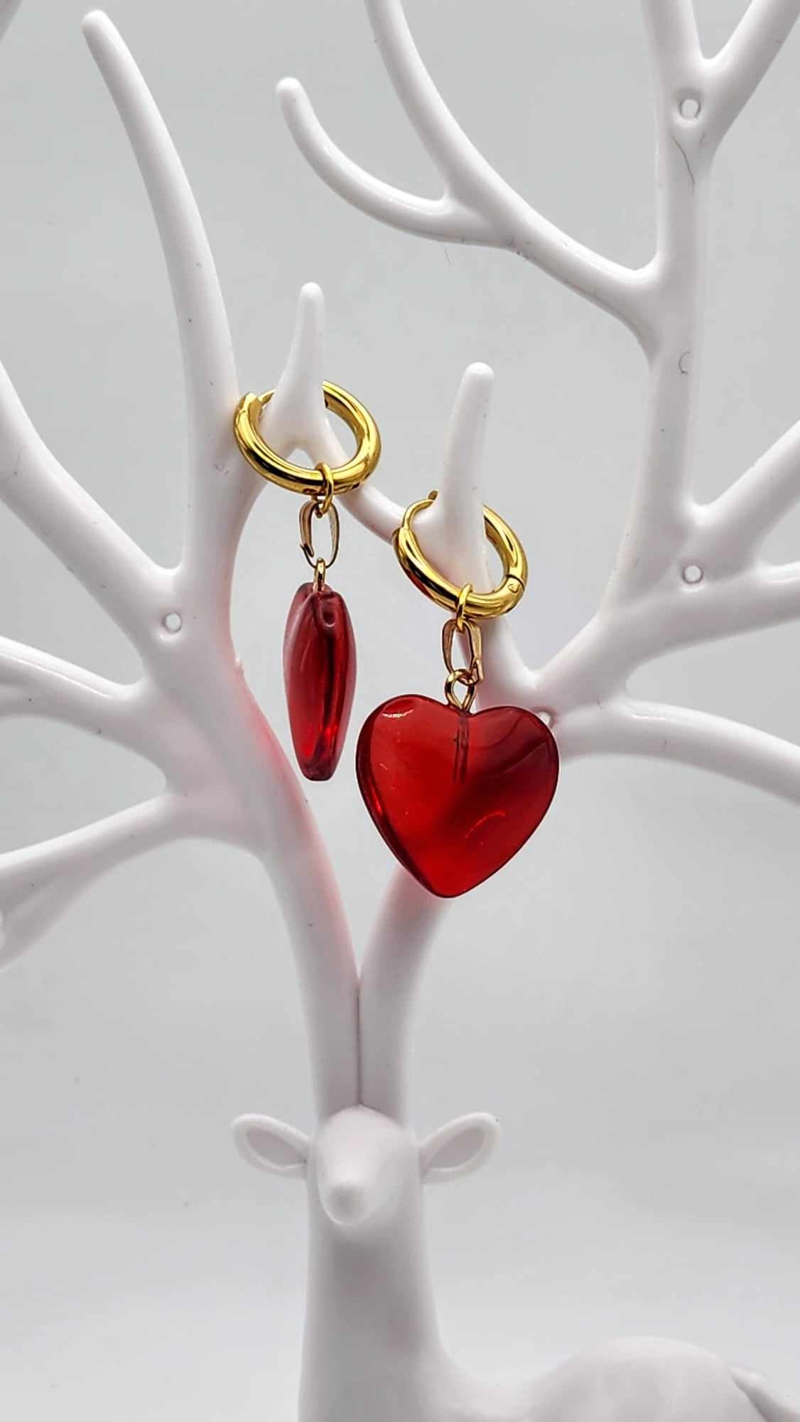 Boucles d'oreilles As de coeur rouges