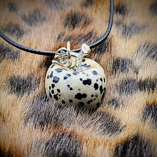 Collier pomme jaspe dalmatien