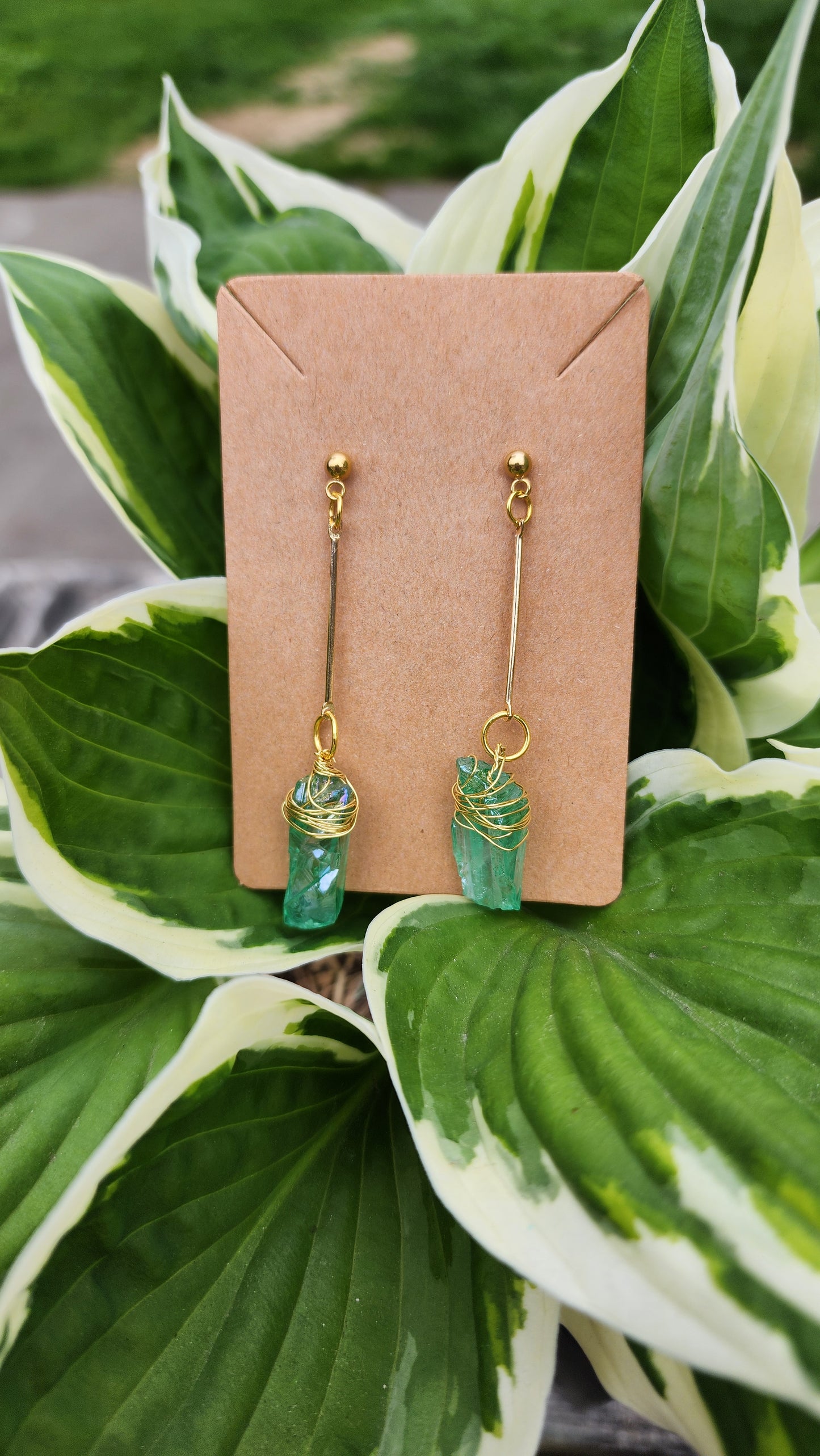 Boucles d'oreilles Quartz vert