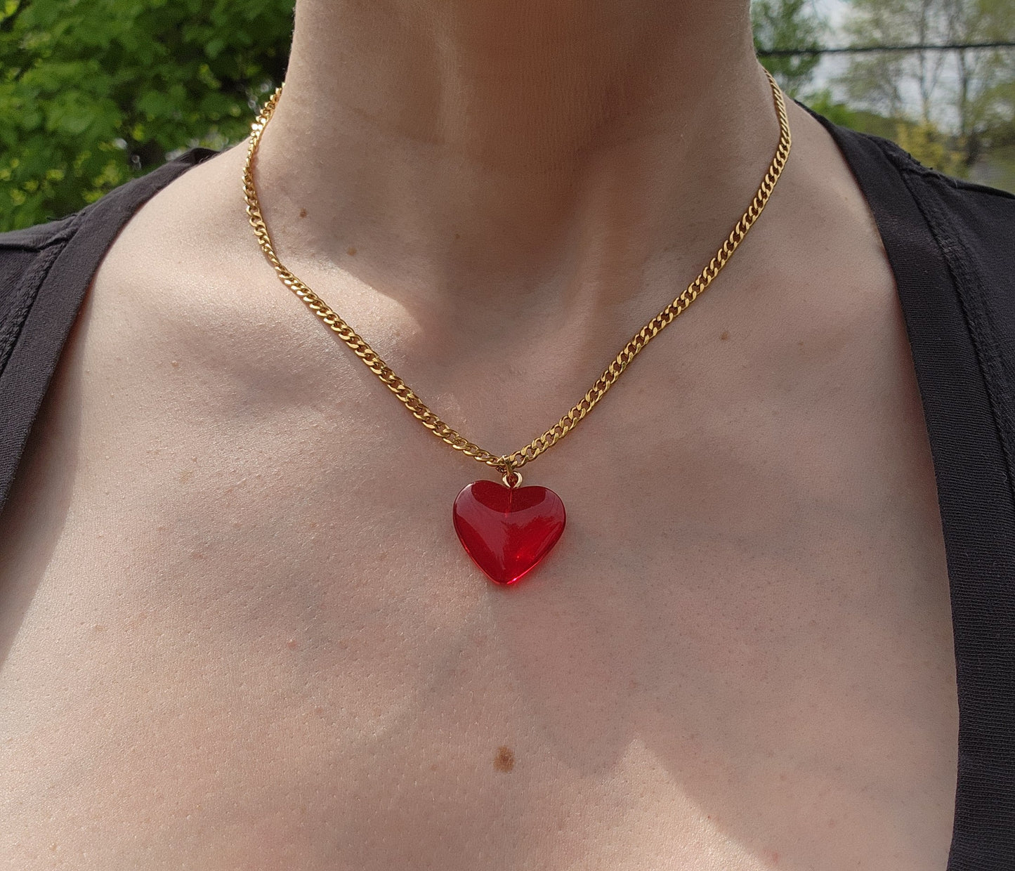 Chaîne cubaine pendentif coeur Amour