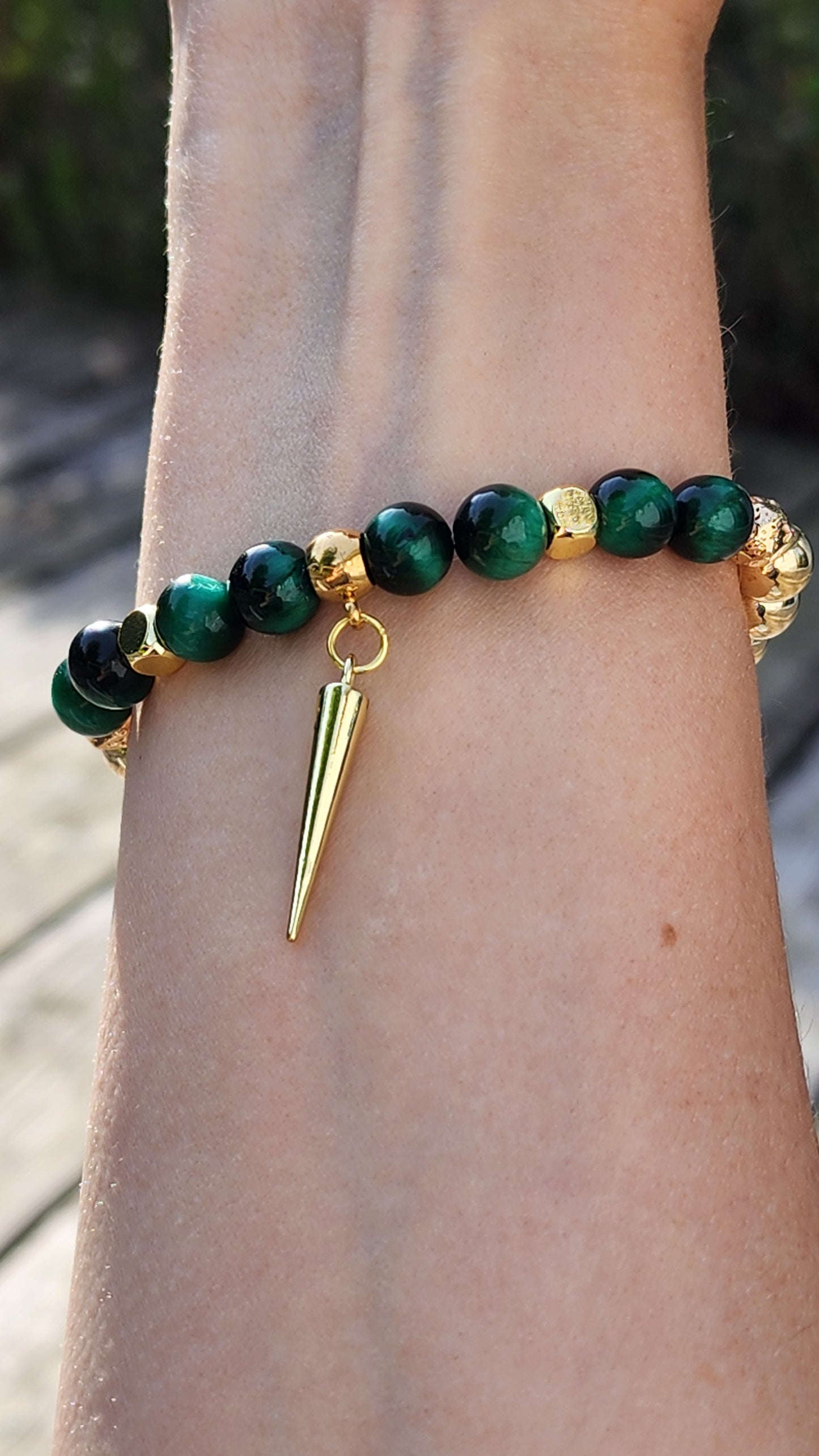 Ensemble de bijoux / collier / bracelet / boucles d'oreilles Oeil de tigre vert