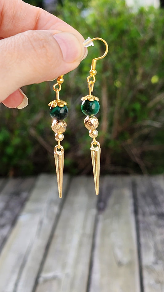 Boucles d'oreilles Oeil de tigre vert