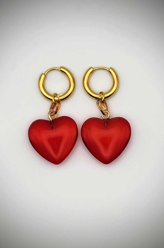 Boucles d'oreilles As de coeur rouges