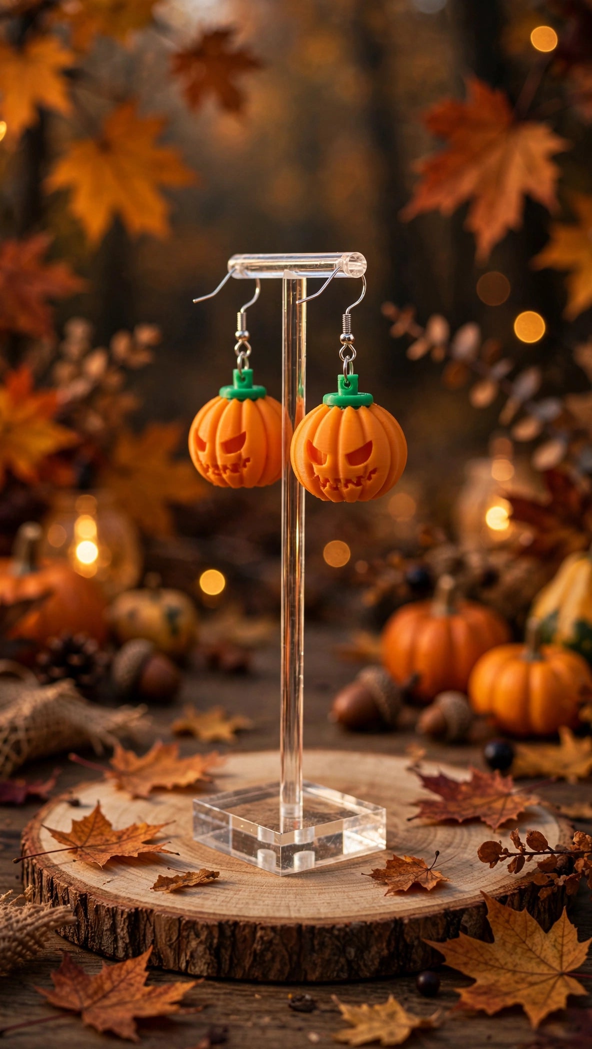 Boucles d'oreilles Citrouilles Enflammées