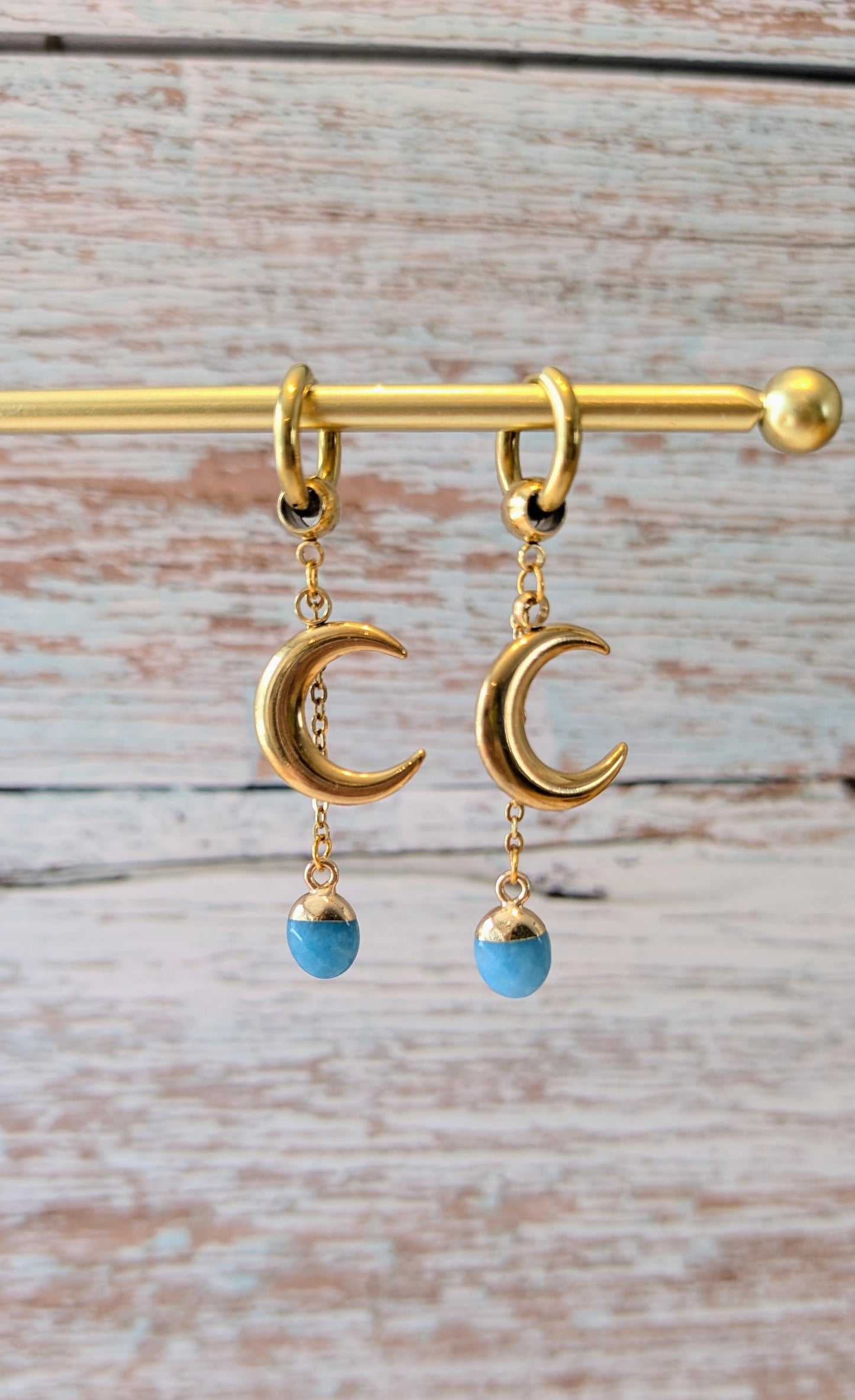 Boucles d'oreilles Lune de Jade