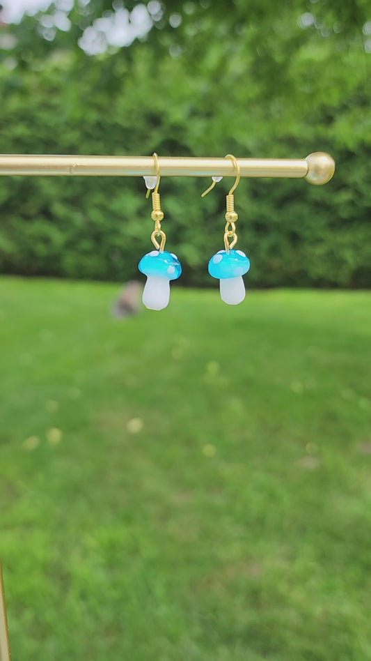 Boucles d'oreilles Champignons bleus