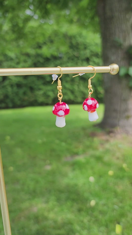 Boucles d'oreilles Champignons rouges